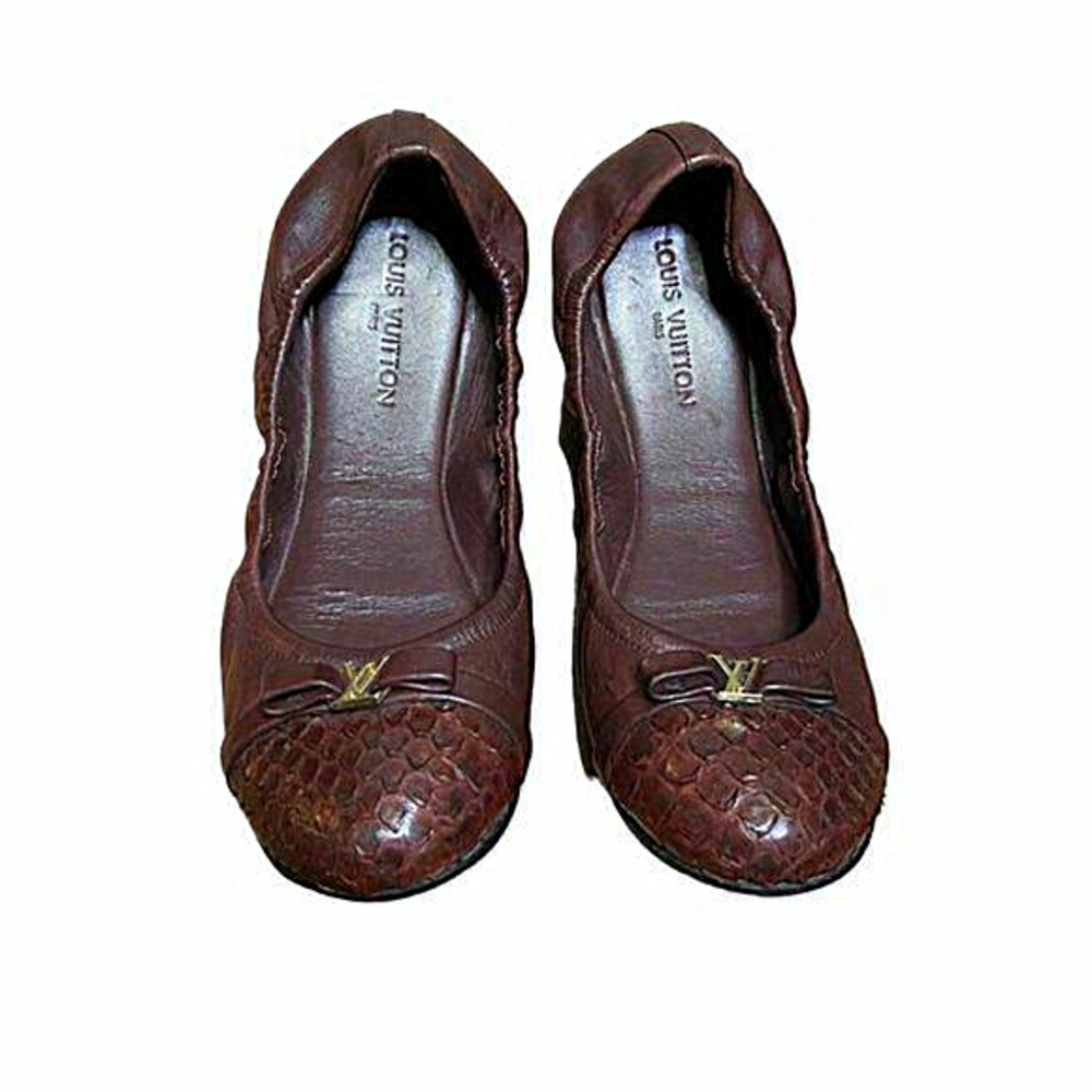 Louis Vuitton Python Elba Flats Burgundy Leather Ballet Shoes
